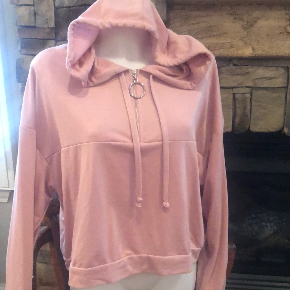 Pink crop hoodie